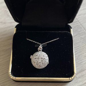 Silver Vintage-Style Celestial Star CZ Pave Photo Locket